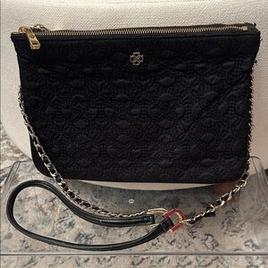 Ann Taylor Black Quilted Crossbody Bag